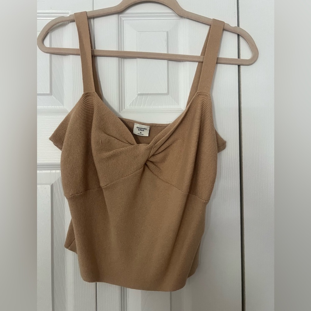 Abercrombie & Fitch Tan Sleeveless Tie Front Camisole - sweater material